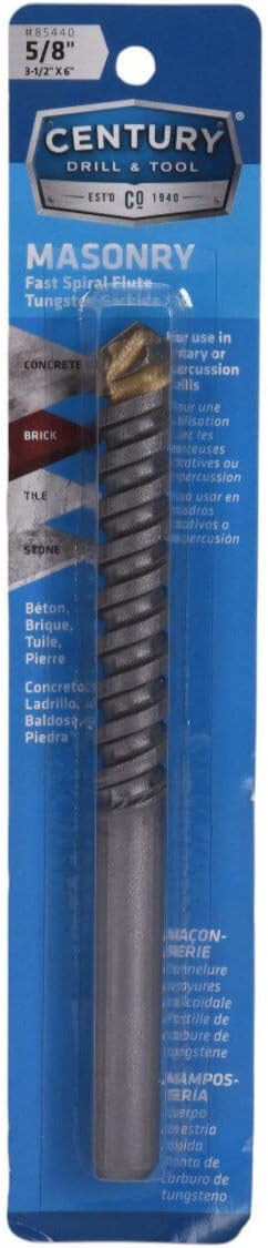 Century Drill & Tool 85440 Fast Spiral Masonry Bit, 5/8" x 6"