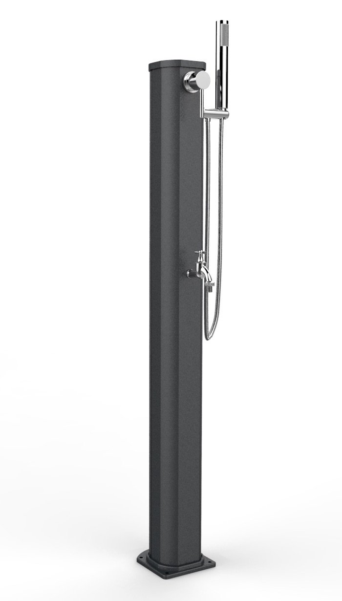 Douche Solaire Jardin et Piscine Arkema Jolly Go JG 180 – Anthracite, avec Lave-Pieds, Eau Chaude Extérieure