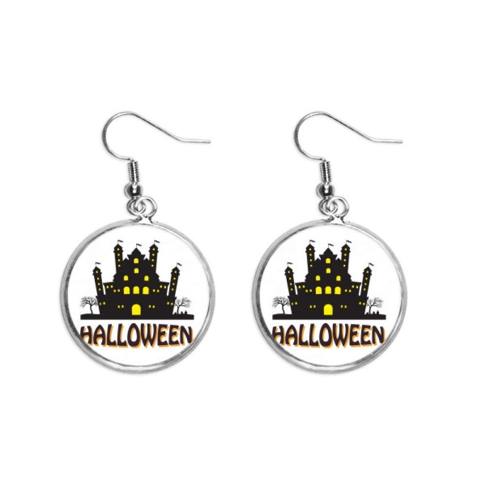 Pendiente de plata castillo brillante Halloween sin alergias de cerámica 5