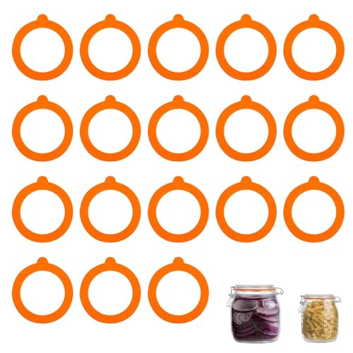Kilner Jar Seals 18 Pcs Kilner Jar Seals Replacement Rubber Seals for Kilner Jars Silicone Jar Gaskets Seals Prevent Air and Water Leakage, Suitable for Glass Jars and Plastic Bottles (Orange)