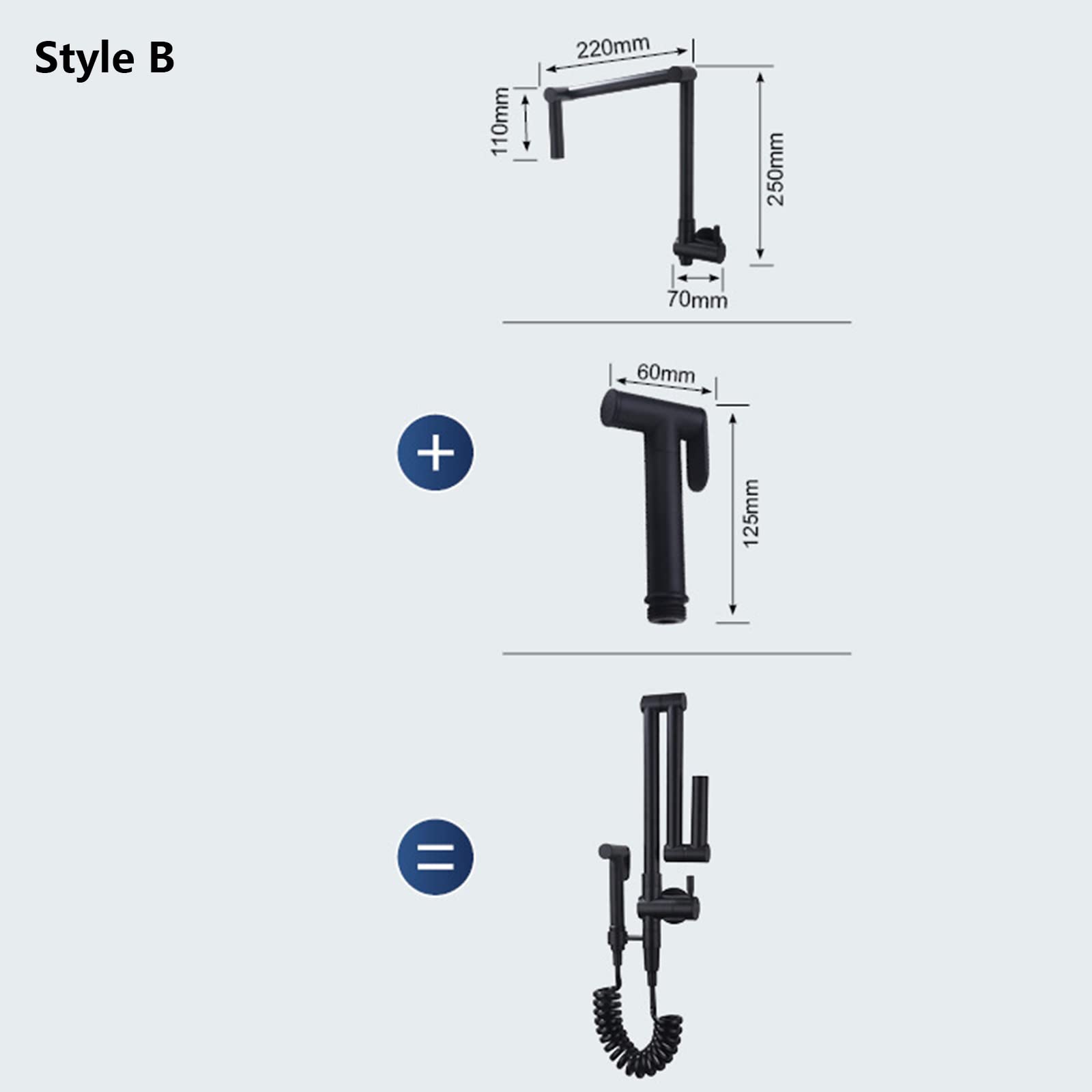 Grifo de Cocina Plegable para llenar ollas con rociador, Fregadero Individual de Agua fría montado en la Pared, Brazo Doble Giratorio, Grifo retráctil con manija de latón Moderna,