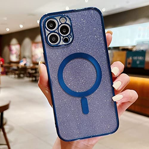 Coque de charge magnétique iPhone, protection silicone bleu marine en voyage