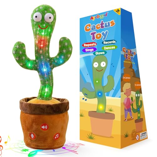 Image of Ayeboovi Baby Toys Dancing Talking Cactus, Volume Adjustable Mimicking Recording Cactus Toy Repeats What You Say, Toddler Toys Singing Cactus with 120 Songs, Tummy Time Toys for Kids Boys Girls
