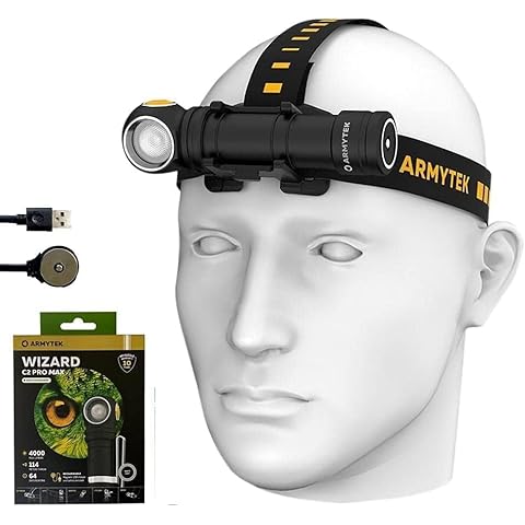 Armytek Wizard C2 Pro Max XHP70.2 LED Magnet Rechargeable Headlamp - 4000 Lumens w/USB Car and Wall Adapters and FREE Eco-Sensa Keychain Light Cover