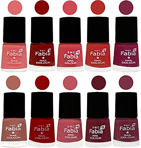 Image of SMC Fabia ALL IN ONE (PACK OF 10), Long Lasting Glossy Nail Polish, 6 ml Each, All Vibrant Colours,02341