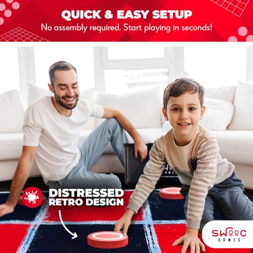 image for Swooc Games® - 2-in-1 Vintage Giant Checkers & Tic Tac Toe Game W/Mat