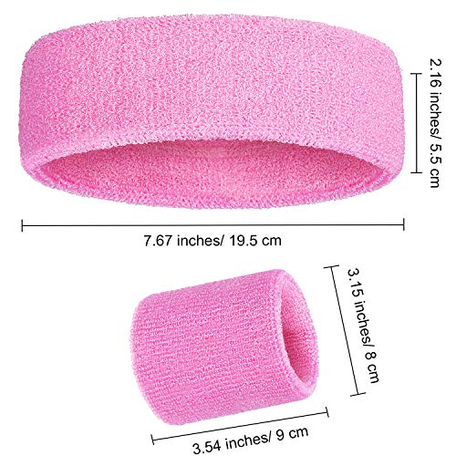 Image of Bememo 6 Pcs Neon Sports Sweatbands Set Sports Competitions Sweatbands 2 Headband 4 Wristbands Breathable Terry Cloth Athletic Bands for Team Soccer Spirit 80s Costumes Cosplay
