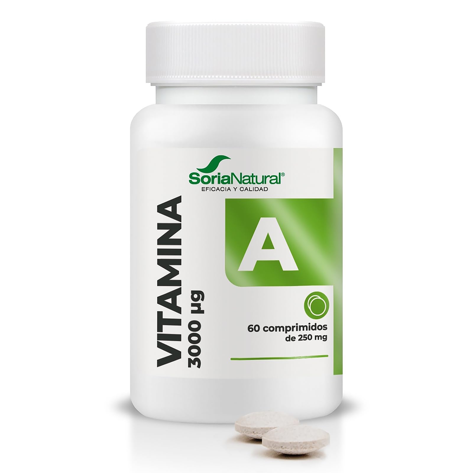 Soria Natural Vitamina A Liberación Sostenida - Salud Ocular, Salud de la Piel y Refuerzo del Sistema Inmunológico - Liberación Gradual para MÁXIMA ABSORCIÓN - 60 comprimidos de 250mg