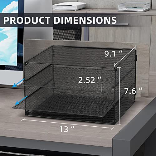 Daltack 3 Tier Letter Tray Paper Organizer Mesh Metal Desk File Organizer For Home & Office, Black #TOP3