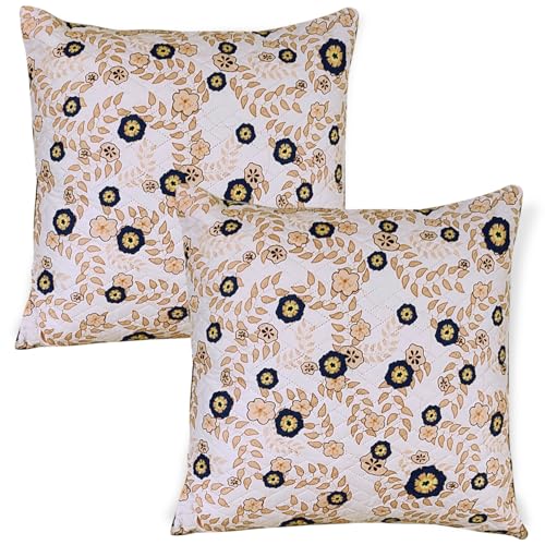 Image of HOKIPO Printed Cushion Cover 22x22 in, Light Peach Candytuft