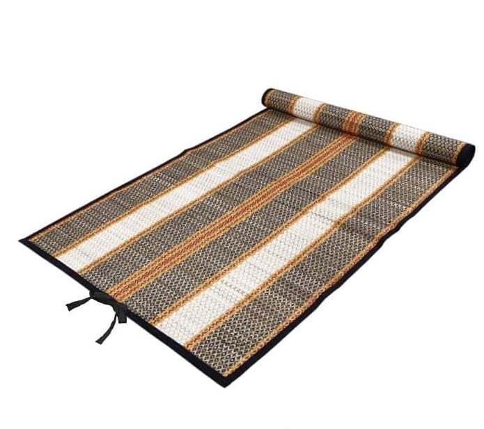 Natural Madurkathi Handcrafted Chatai Mats/Yoga Mat/Prayer Mat/Floor Mat for Home, Office, Boutiques, Shops, Sleeping Mat for Floor 6x2 Feet, Black