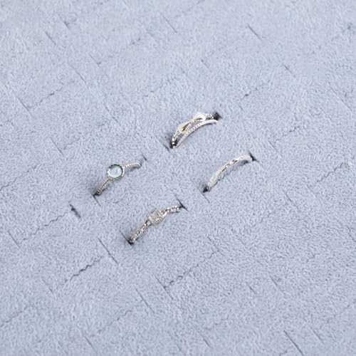 Image of Wudygirl 100 Slots Ring Organizer Tray Velvet Ring Holder Jewelry Display Drawer Insert Jewelry Storage Tray (Gray)