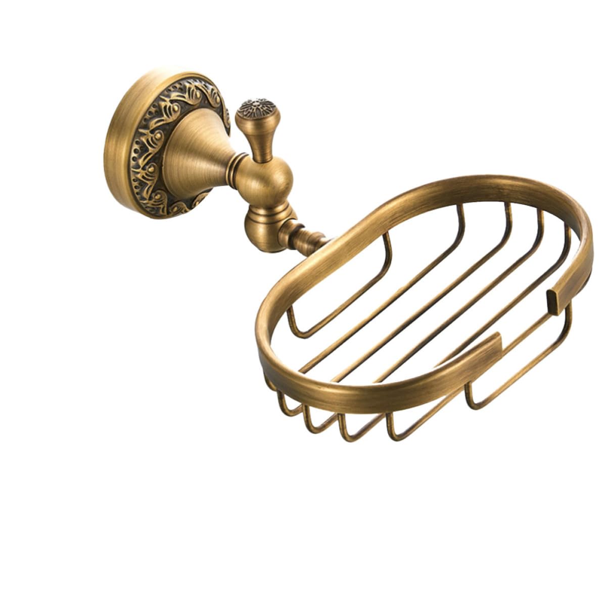 Porte-savonnette en laiton massif sculpté or pour douche rétro