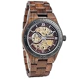 2win Men's Watches Luxury Mechanical Wooden Case Skeleton Automatic Movement Self-Winding Lightweight Genuine Natural Wood Band Wrist Watch (B-Watch)