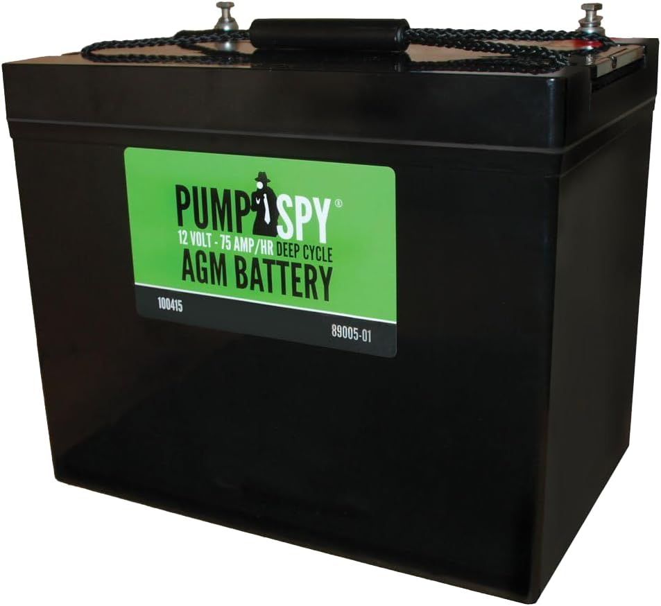 PumpSpy 12v 75Ah Maintenance-free Sump Pump Battery AGM Ideal for Start-stop Applications, Insusceptible to Vibration, Handles High Electrical Loads
