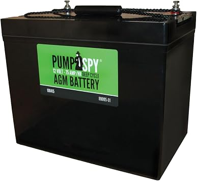 PumpSpy 12v 75Ah Maintenance-free Sump Pump Battery AGM Ideal for Start-stop Applications, Insusceptible to Vibration, Handles High Electrical Loads