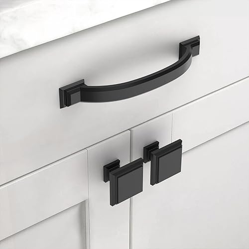 Miniatura 2 de Asidrama Paquete de 10 manijas de gabinete de cocina color negro mate de 4 pulgadas (4.016 in), tiradores de gabinete, accesorios de gabinete de