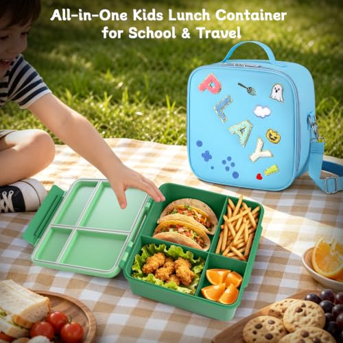 Image of Kids Lunch Box with Lunch Bag Bento (Green)