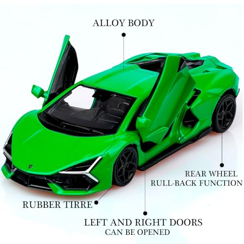 Modelo a escala 1:36 Lamborghini Revuelto Diecast verde miniatura 3