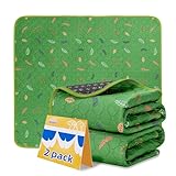 Sunheir Washable Pee Pads for Dogs 2-Pack Reusable Puppy Pads Pet Training Pads, Waterproof Dog Pee Pads for Crate, Whelping Pad, Non-Slip Protects Against Urine Leakage (Leaves - Green, 18x24)