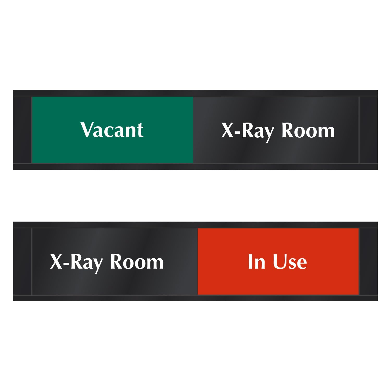 SmartSign X-Ray Room Vacant/In Use Slider Sign, 2.25" x 10", 60 mil Plastic Plate in Aluminum Frame, Adhesive Backing, Indicator for Hospitals/Clinics