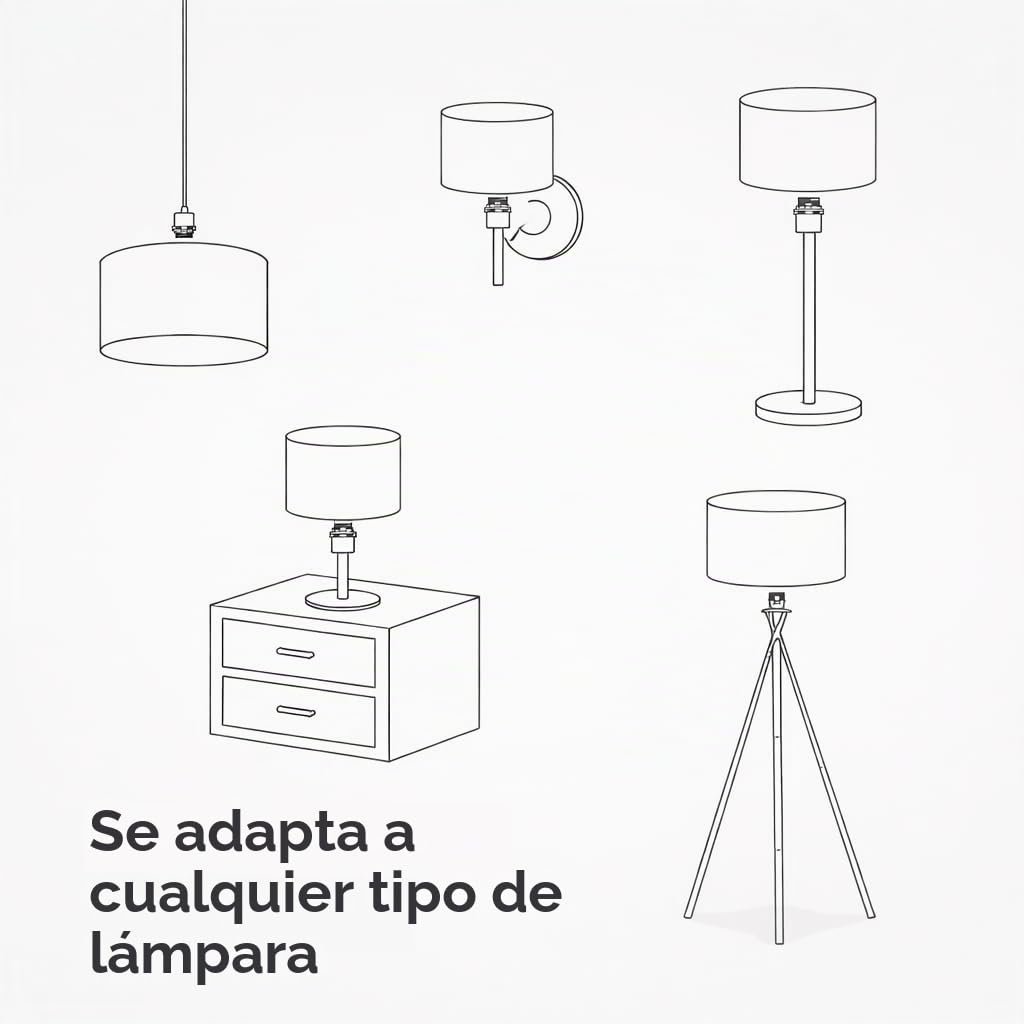 Pantalla Cilíndrica de Algodón, Hecha a Mano para Lámpara de Techo, Mesa y Pie (40 cm Diámetro, 20 cm Altura, Blanco)