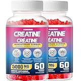 Creatine Monohydrate Gummies 5000mg for Men & Women,5g per Creatine for Enhanced Muscle Strength,and Recovery, Sugar Free, Pre-Workout Supplement-Strawberry Flavor, 2 Pack, 60 servings