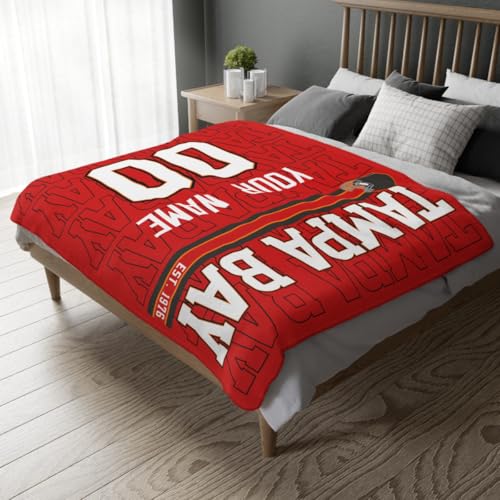 Image of ANTKING Tampa Throw Blanket for Men Women Boy Custom Name and Number Gifts