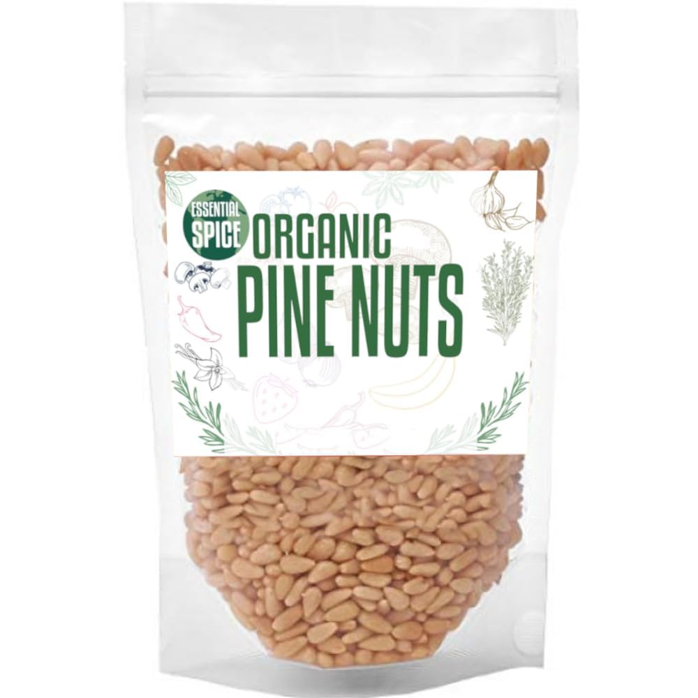 Essential Spice Organic Pine Nuts (Pignolias), 1 Lb – Premium Quality, Raw & Natural, Perfect for Pesto, Baking, Salads, and Snacking – Rich in Protein & Healthy Fats – Fresh, Non-GMO, Resealable Bag