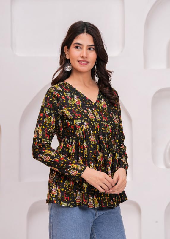 Image of SIROTA Rayon Short Top for Women | Tunic for Jeans | Western Short Kurti | Stylish Straight Ladies Kurta | Ethnic Kurta for Girls