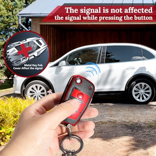 Image of Key Fob Cover for Audi, Braided Loop Keychain Accessory, Red