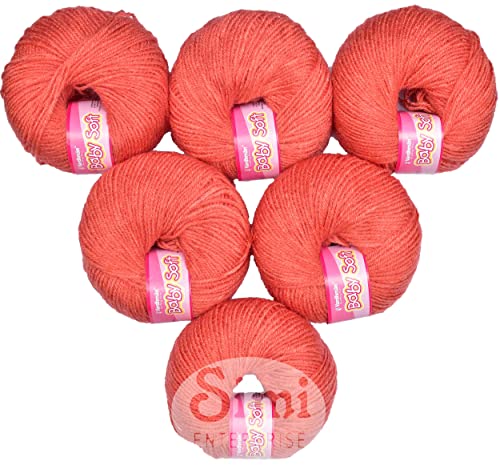 Image of 100% Acrylic Wool Salmon (14 pc) Baby Wool Wool Ball Hand Knitting Wool /Art Craft Soft Fingering Crochet Hook Yarn, Needle Knitting Yarn Threa Z