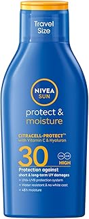 NIVEA SUN Schutz & Pflege Sonnenmilch LSF 30 Reisegröße (100 ml), Sonnencreme für 48h Feuchtigkeit, sofortiger Sonnenschutz vor UVA-/UVB-Strahlen