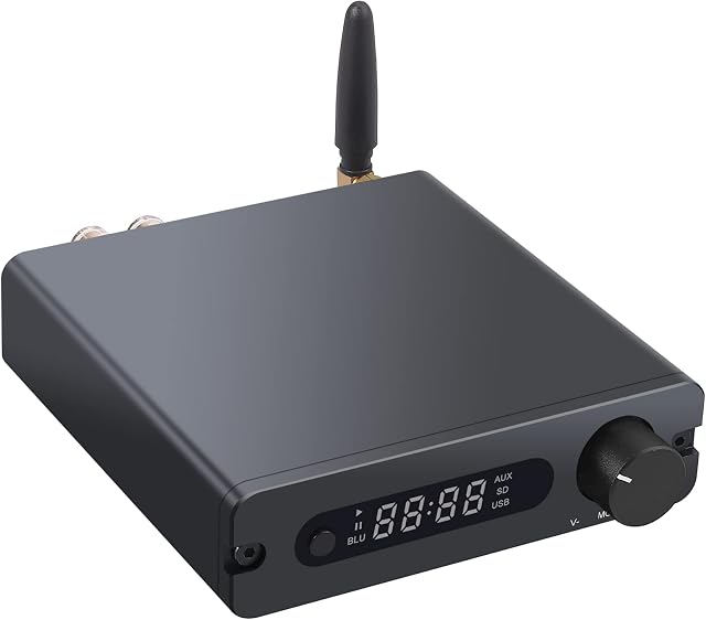 LiNKFOR 192kHz Stereo Audio Amplifier with Bluetooth 5.0 Receiver USB Recording 100W x 2 Hi-Fi Digital Power Amplifier Optical Coaxial AUX USB Bluetooth to Passive Speakers with Remote Control
