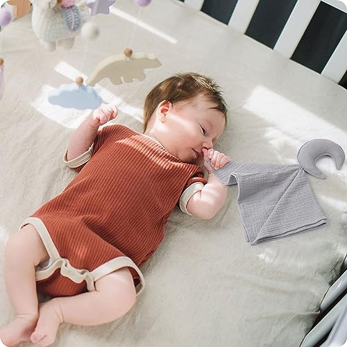 Image of Premium Soft Muslin Cotton Star & Moon Loveys Soft Breathable Newborn Security Blanket, Perfect Present for Baby Boy Girl, Neutral Fabric for Comfortable Sleep & Play, Ideal for Newborns, Toddlers