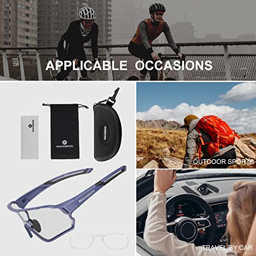 Image of ROCKBROS Photochromic Sunglasses for Men Cycling Sunglasses Sports Bike Glasses (Blue)