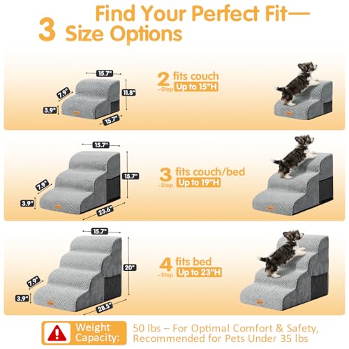 Image of Topmart High Density Foam Pet Steps 2 Tiers,11.8 inch High,Non-Slip Dog Stairs | Soft Foam Dog Ramp Ladder,Best for Injured,Older Cats,Pets with Joint Pain,Suitable for Low Sofas,Stairs,Lower Place