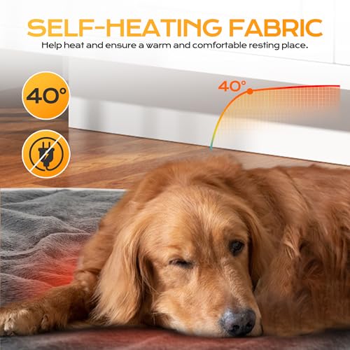Chumix Selbstheizende Decke für Katzen & Hunde- Haustiere Wärmematte, Warme Hundematte für Klein Mittel, Hund rutschfest Wärmedecke- Waschbare Welpen Thermodecke (L 48X70 cm)