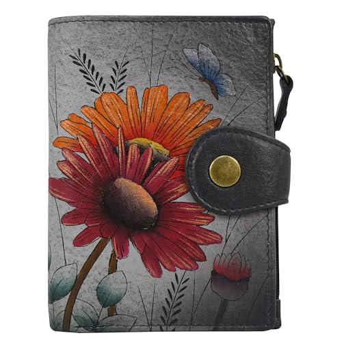 Anna by Anuschka Women’s Original Hand-Painted Leather Ladies Wallet, Wild Meadow Dusk
