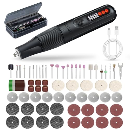 BAIQI 8.0V Cordless Rotary Tool, 5 Speeds, 65 Pcs Rotary Tool and Accessories Multi-Purpose For Carving, Engraving, Sanding, Polishing and Cutting,DIY Crafts