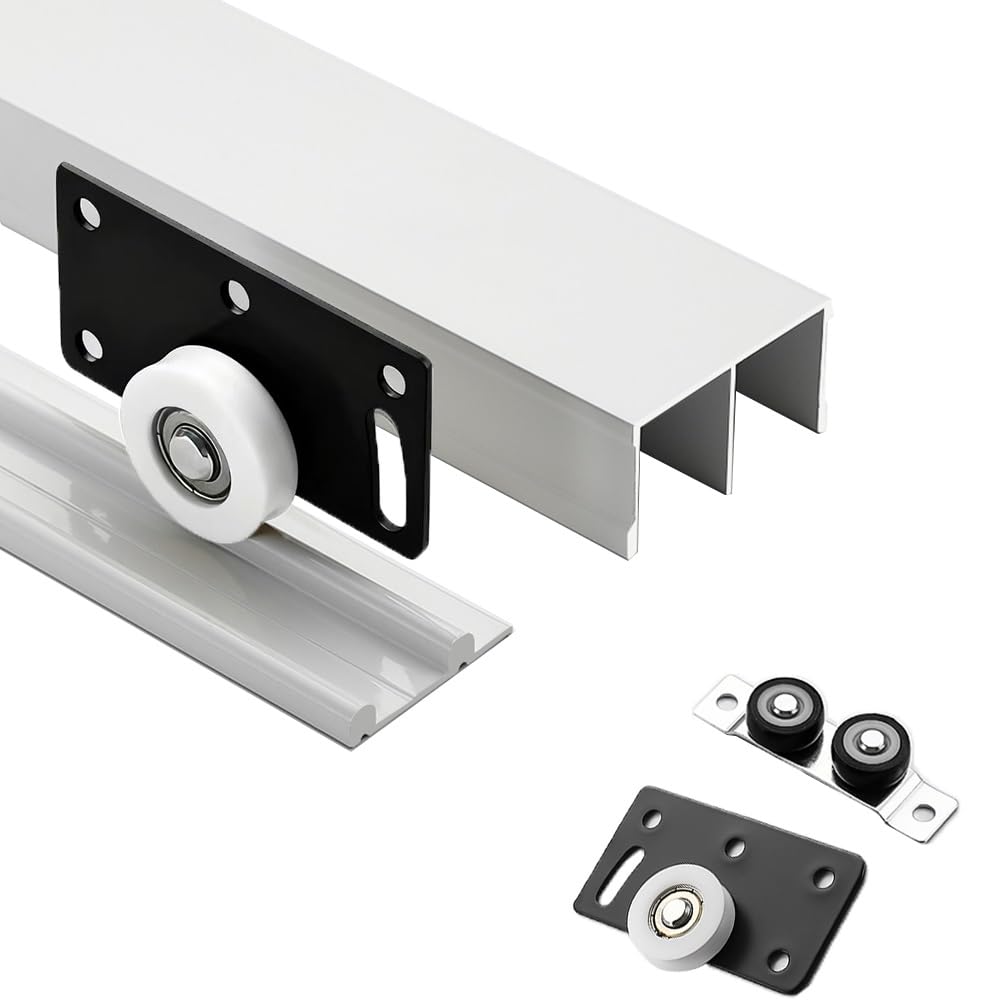 Kit de herrajes para puerta corredera de madera con sistema deslizante