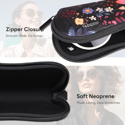 Image of Sunglasses Case with Belt Clip, Ultra Light Neoprene Zipper Soft Padded Glasses Case for Women Men