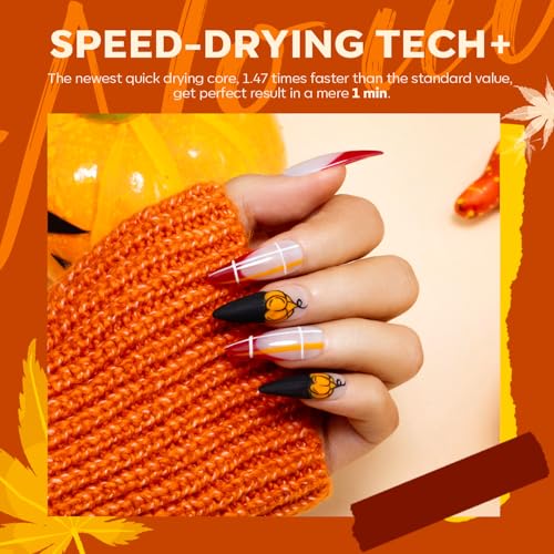 Image of modelones Fall Nail Polish, 6 Colors Orange Black Quick Dry Nail Polish Set