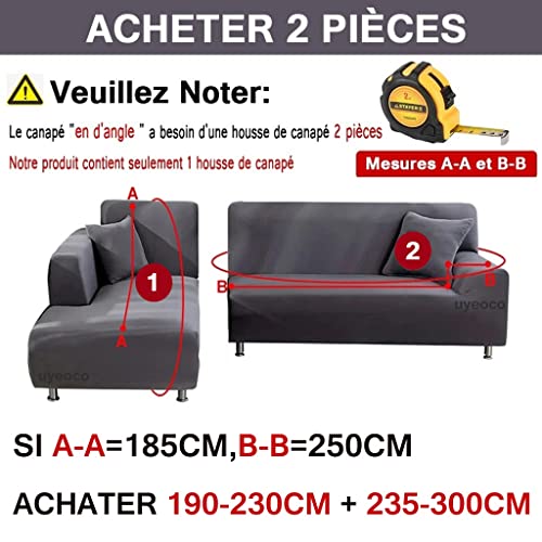 Housse de canapé extensible en L en velours durable pour 4 places, couleur E