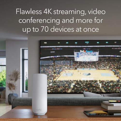 Image of NETGEAR Orbi 370 Series Dual-Band WiFi 7 Mesh Network System for Home (RBE374) - Wireless Router + 3 Extenders, Security Features, 5 Gbps, Covers 8,000 sq.ft., 70 Devices, 2.5GB Internet Port, BE5000