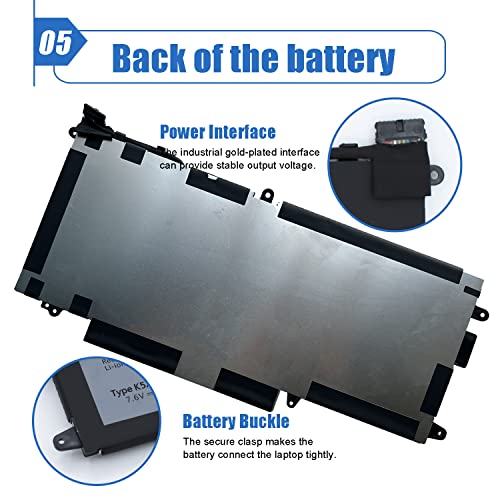 Image of 60Wh K5XWW Laptop Battery Compatible with Dell Latitude 13 7389 Latitude 7390 2-in-1 Latitude 12 5000 5289 2-in-1 L3180 E5289 P29S001 P29S002 Series 6CYH6 71TG4 725KY N18GG 451-BBZC CFX97