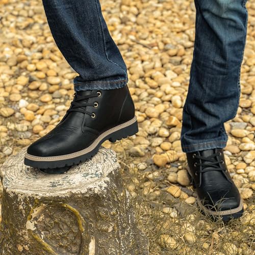 Cowboy Boots for Men - Mens Square Toe Western Chelsea Boots, Lace-Up Desert Chukka Ankle Boots, Casual Classic Dress Shoes Lightweight Memory Foam Shoe Sole2