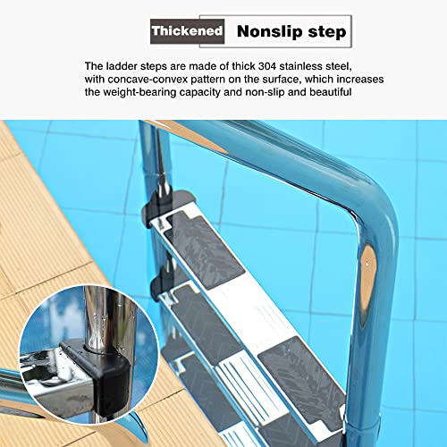 Escalera para piscina YUEWO con pedal de acero inoxidable miniatura 5