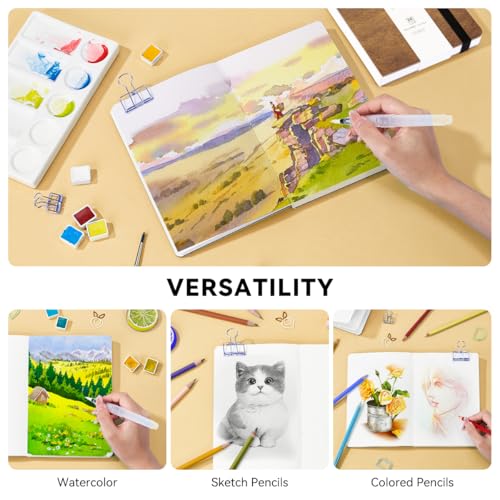 Lightwish Watercolour Journal, 100% cotton Cold Press Watercolor Paper,140lb/300gsm Acid-free, 24 Sheets 5.12x7.48” Sketchbook for Adults, Student by LIGHTWISH - Used condition - Image 3