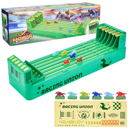 Vibbang Juego De Mesa De Carreras De Caballos,Horse Racing Games,Electric Horse Racing Juego De,Mini Juguetes Portátiles De Carreras De Caballos,para Juegos Entretenimiento Para Fiestas Familiares (A)